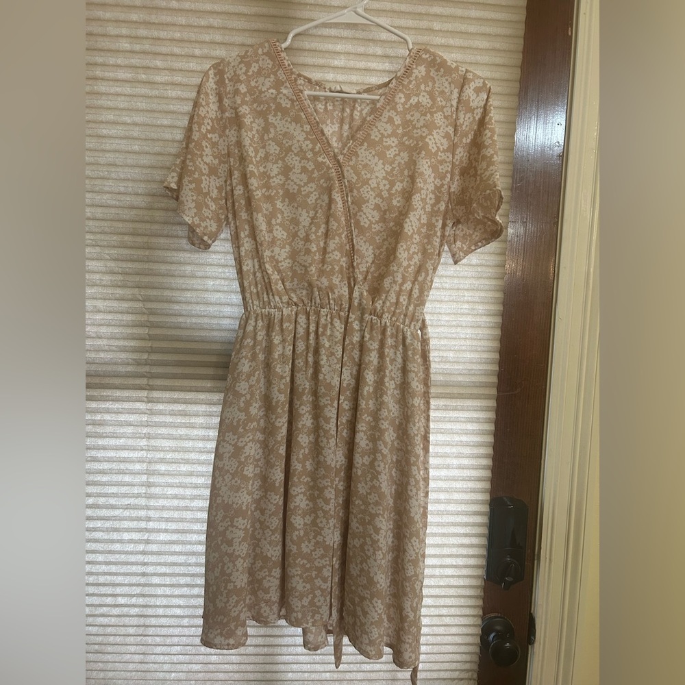 Elegant Cream Floral Dress